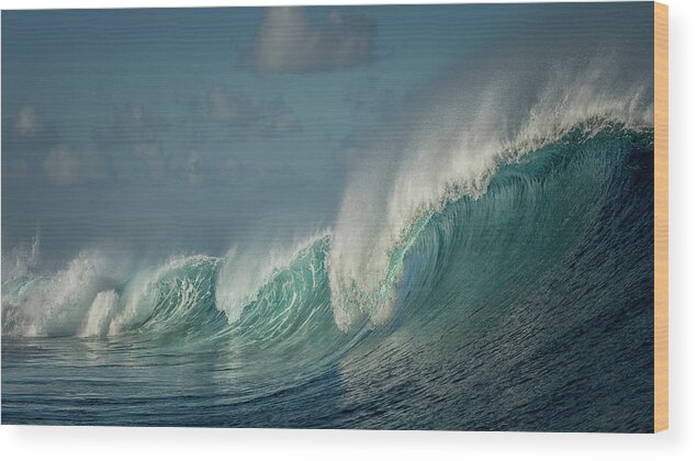 Wave Wood Print featuring the photograph Salt Water Machine by Mathilde Guillemot