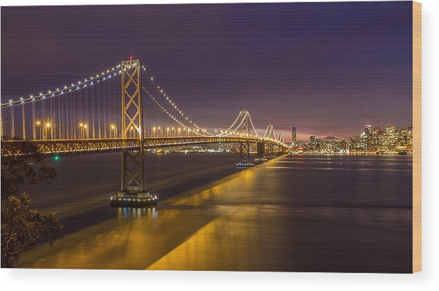 San Francisco Wood Print featuring the photograph San Francisco Bay bridge by Pierre Leclerc Photography