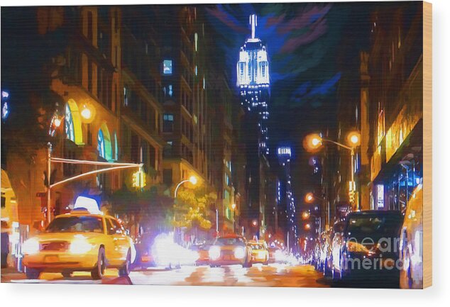 Saturday Night Live Wood Print featuring the painting Saturday Night New York Live by Tim Gilliland