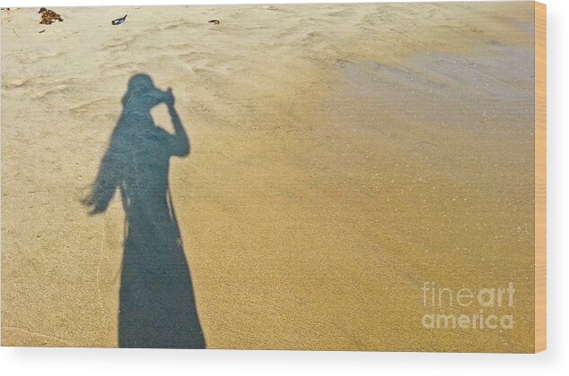 Shadow Wood Print featuring the photograph Shadow and Sand Raw by Fei A