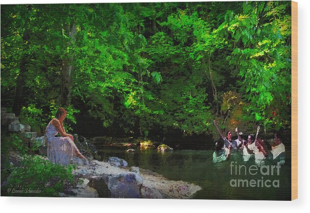 Religion Wood Print featuring the digital art Shall We Gather At the River by Lianne Schneider