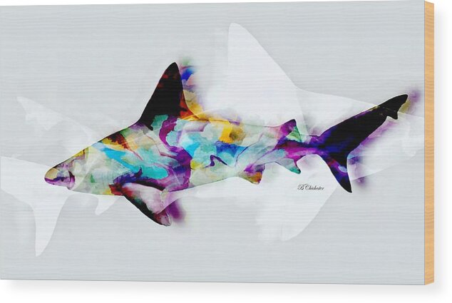 Shark Wood Print featuring the mixed media Shark Art by Barbara Chichester