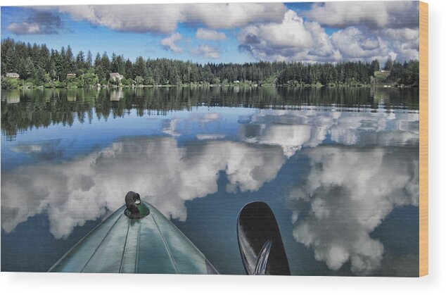 Kayak Wood Print featuring the photograph Siltcoos Morning View 1 by Lara Ellis