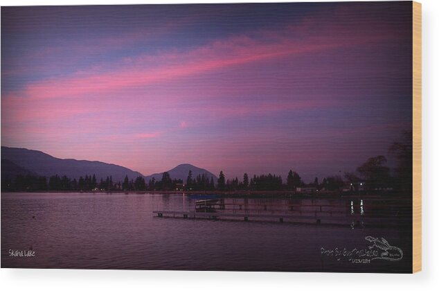 Sunset Wood Print featuring the photograph Skaha Lake Sunset 1/23/2014 by Guy Hoffman