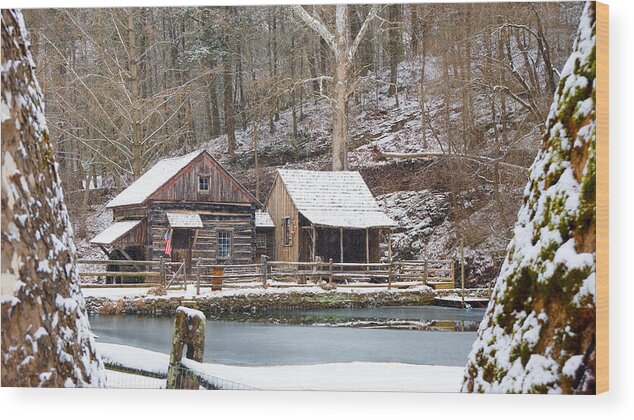 Woods Wood Print featuring the photograph Snowy Morning in the Woods by William Jobes