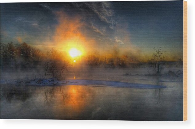 Sun Wood Print featuring the photograph Sub Zero Sunrise by Brook Burling