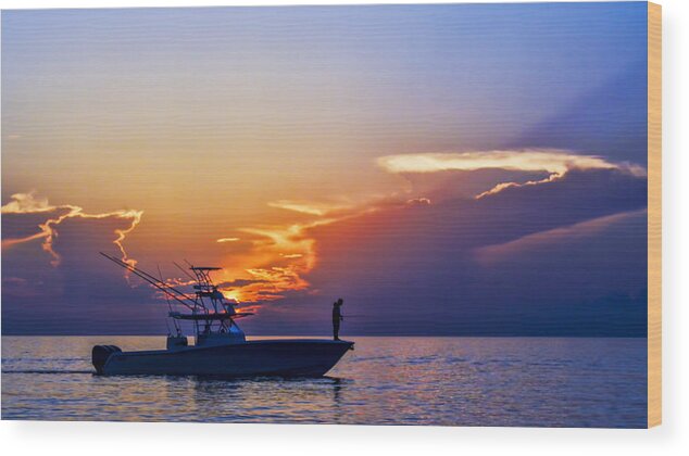 Sunrise Wood Print featuring the photograph Sunrise Fishing by Don Durfee