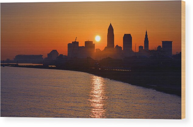 Cleveland Wood Print featuring the photograph Sunrise in Cleveland by Clint Buhler