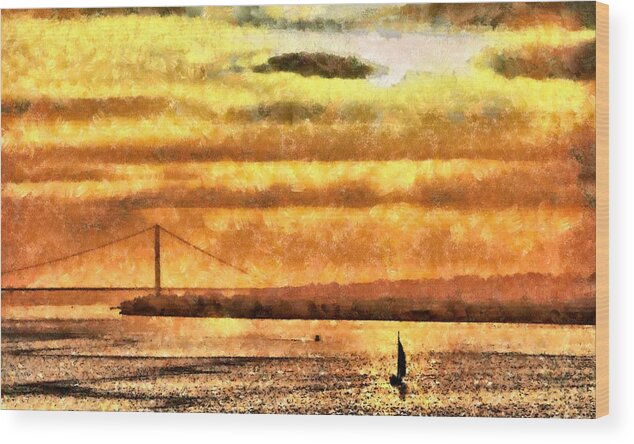 Sunrise Wood Print featuring the photograph Sunrise over the Humber Estuary by Mick Flynn