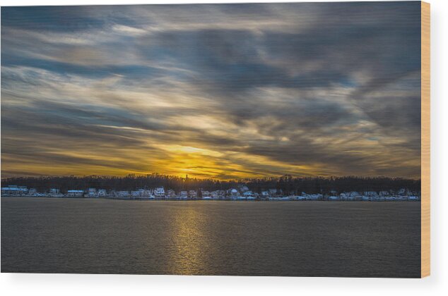 2012 Wood Print featuring the photograph Sunset Over Snow Covered Village by Randy Scherkenbach