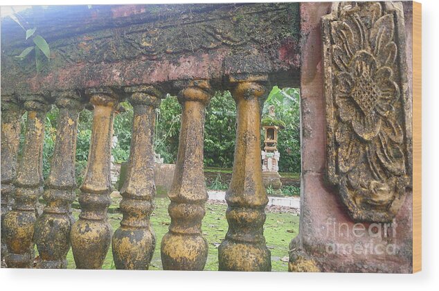  Wood Print featuring the photograph Temple Stone Barricade by Nora Boghossian