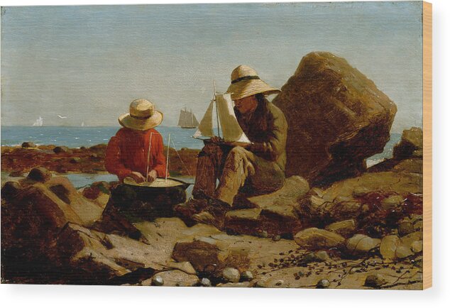 The Boat Builders Wood Print featuring the painting The Boat Builders by Winslow Homer