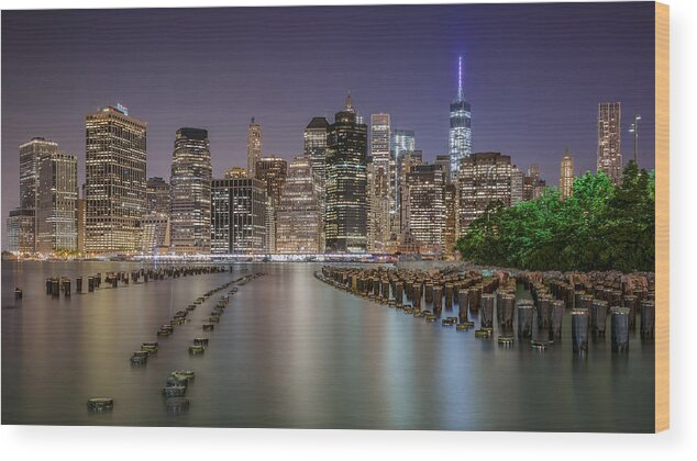 America Wood Print featuring the photograph The city that never sleeps 16 9 aspect by Eduard Moldoveanu