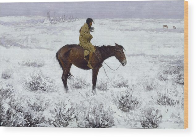 Frederic Remington Wood Print featuring the painting The Herd Boy by Frederic Remington