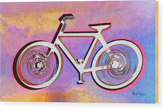 The Psychedelic Bicycle Wood Print featuring the digital art The Psychedelic Bicycle by Bill Cannon