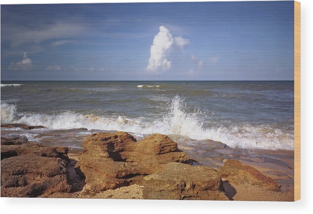 Atlantic Ocean Wood Print featuring the photograph The Rocks V. Flagler County. by Chris Kusik