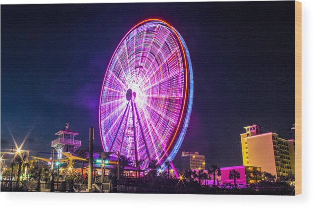 Ferris Wood Print featuring the photograph The Skywheel by Rob Sellers