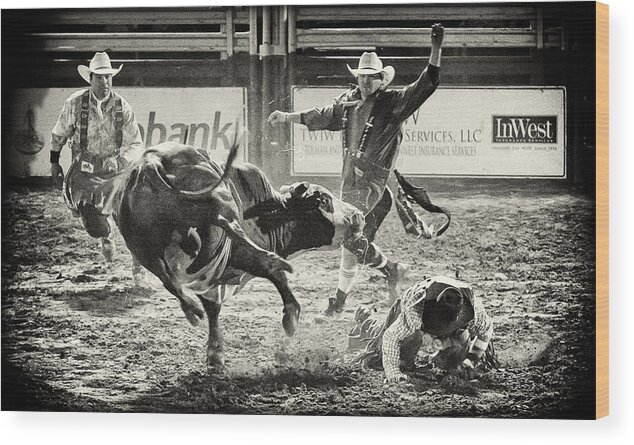 Rodeo Wood Print featuring the photograph There Have to Be Clowns by Caitlyn Grasso