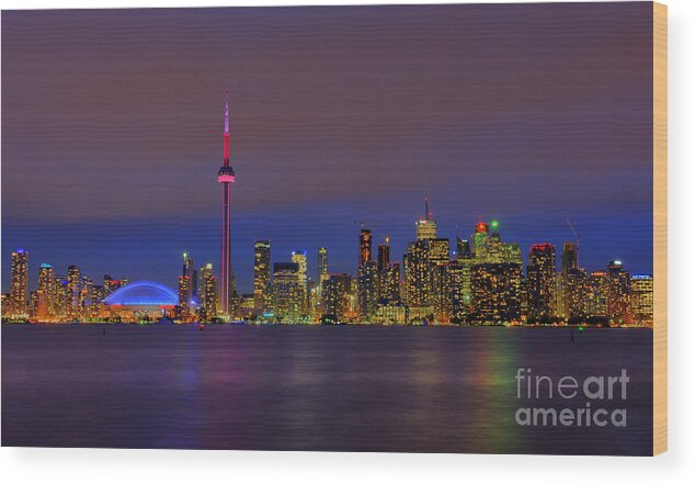 Nina Stavlund Wood Print featuring the photograph Toronto by Night... by Nina Stavlund