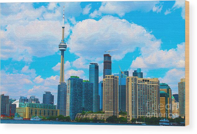 Summer Wood Print featuring the photograph Toronto Skyline in Summer by Nina Silver