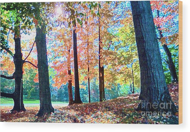 Landscape Wood Print featuring the sculpture Trees Along the Lyman Estate by Rita Brown
