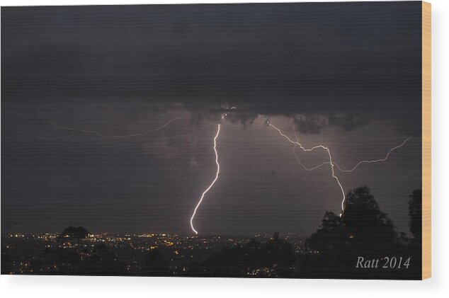 Lightening Wood Print featuring the photograph Two For The Price Of One by Michael Podesta 