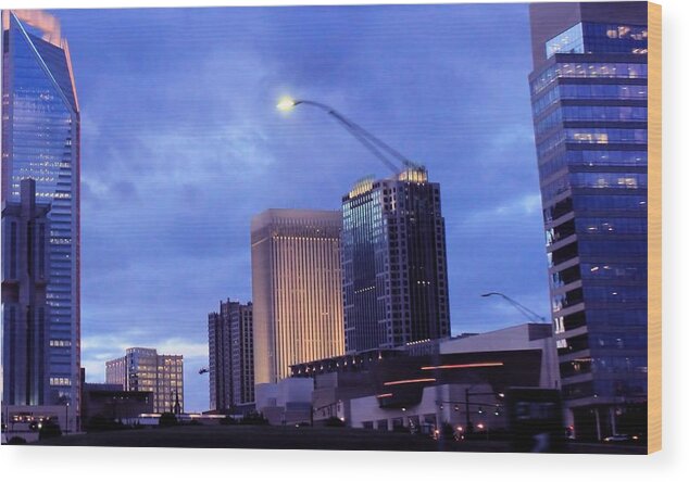 Landscape Wood Print featuring the photograph Uptown at Night by Morgan Carter