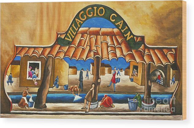 Mediterranean Art Wood Print featuring the painting Villaggio Cain Art Print by William Cain