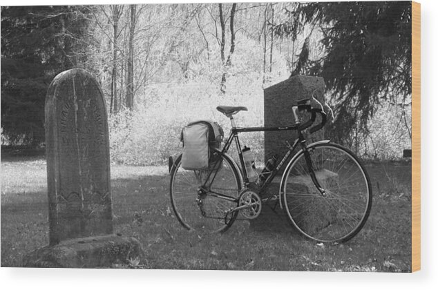 Ancient Wood Print featuring the photograph Vintage Bicycle In Graveyard by Joyce Wasser