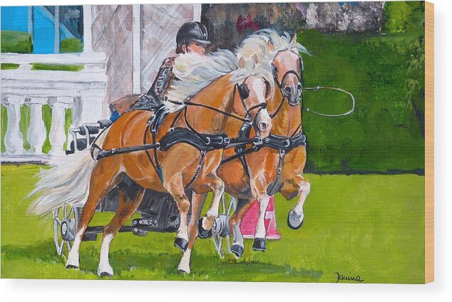 Animals Wood Print featuring the painting Widescreen Hickstead by Janina Suuronen