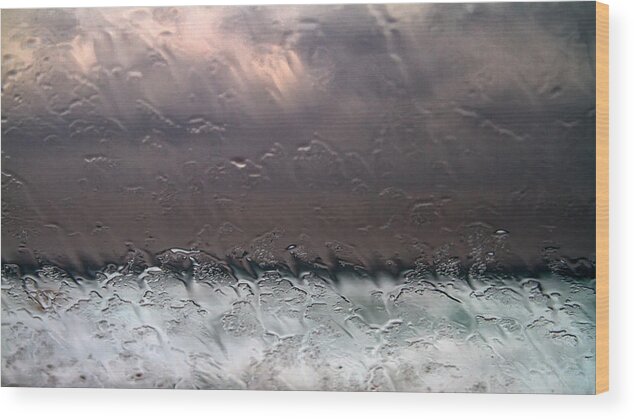 Abstract Wood Print featuring the photograph Window Sea Storm by Stelios Kleanthous