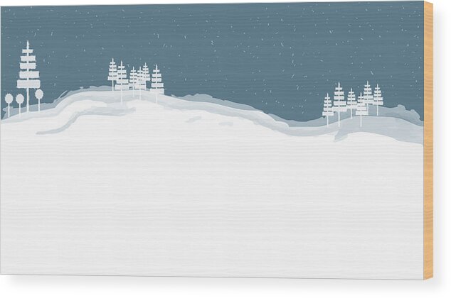 Abstract Wood Print featuring the digital art Winter Pines by Kevin McLaughlin