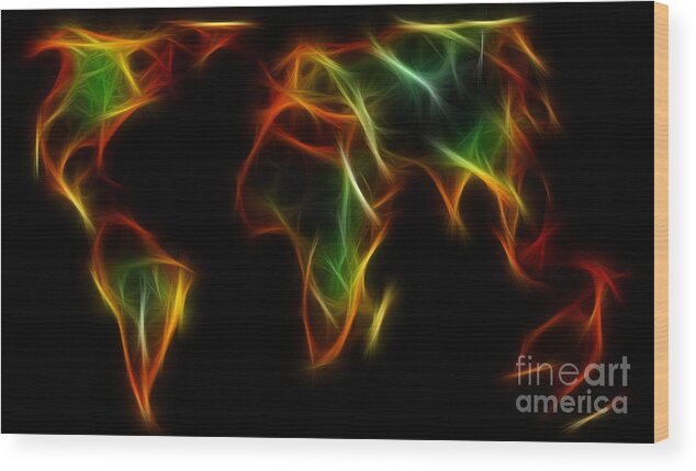 Digital Art Wood Print featuring the digital art World Impressions - Abstract World by Kaye Menner