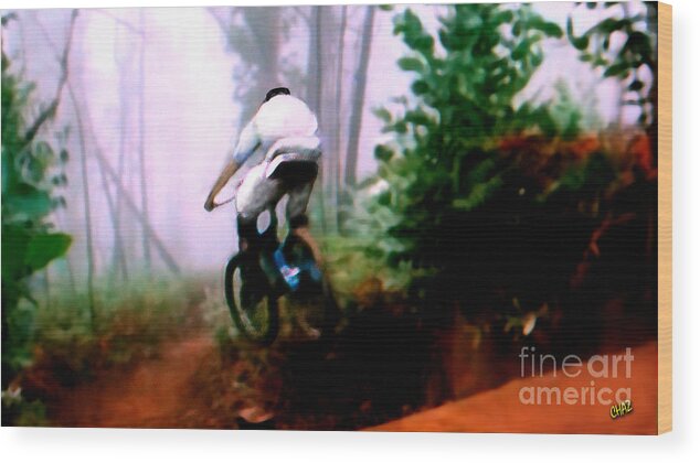 Bike Riding Wood Print featuring the painting Yahoo by CHAZ Daugherty