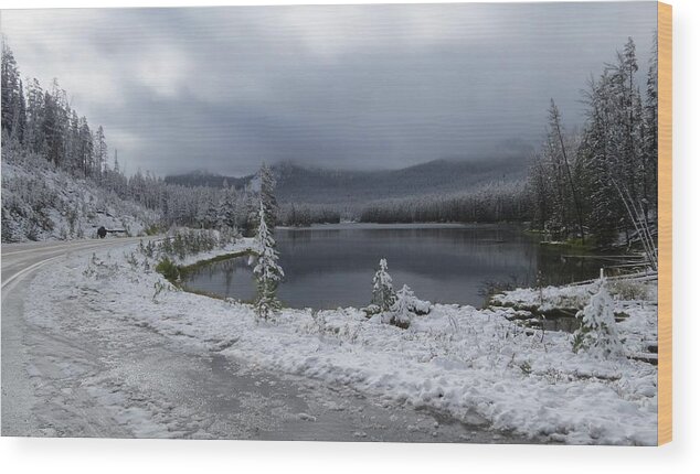 Yellowstone Wood Print featuring the photograph Yellowstone snow by Diane Mitchell