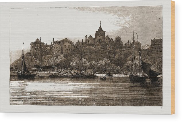 Ypres Wood Print featuring the drawing Ypres Tower, Rye From The Ferry, Uk by Litz Collection