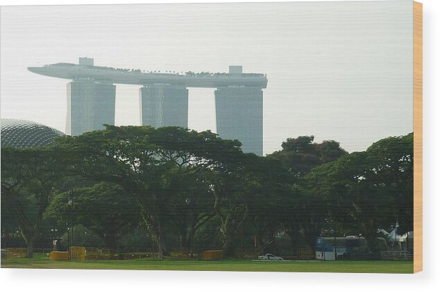 Singapore Wood Print featuring the photograph Boat in the Sky by Therese Alcorn