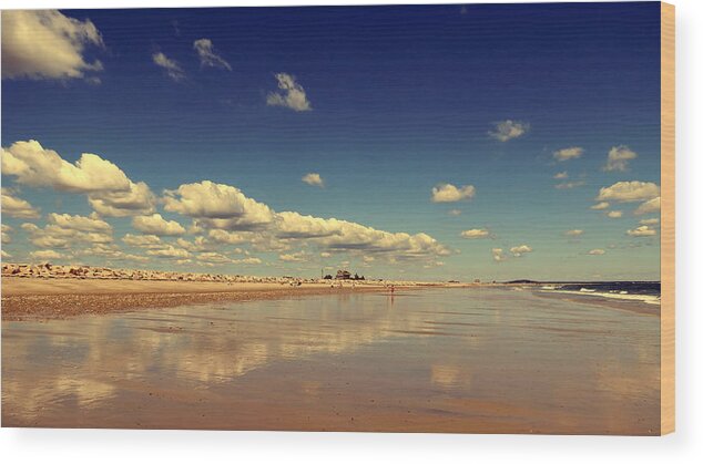 Beach Wood Print featuring the photograph Cloud Reflections by Janice Drew