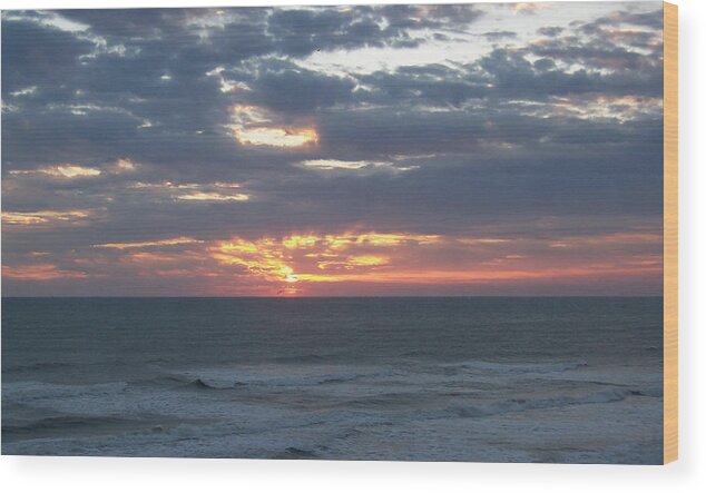 Sunrise Wood Print featuring the photograph Coastal Sunrise Serenity by Kim Galluzzo