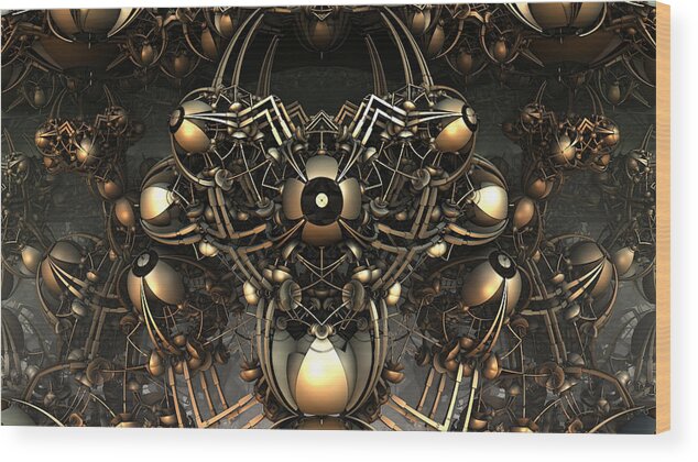 Mandelbulb Wood Print featuring the digital art Eye Bot by Hal Tenny