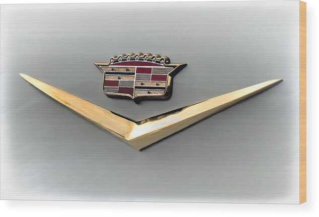 Cadillac Wood Print featuring the digital art Gold Badge Cadillac by Douglas Pittman