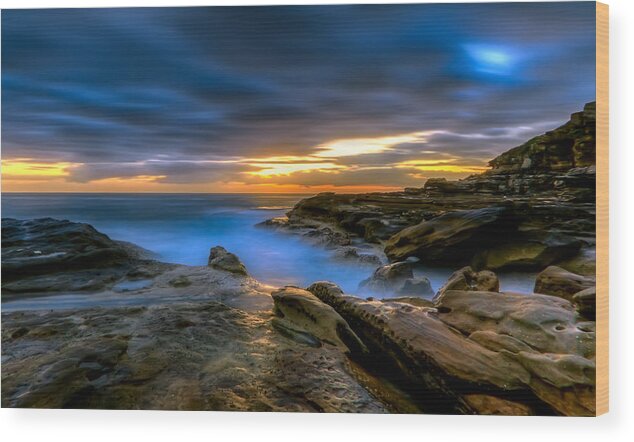 Little Bay Wood Print featuring the photograph Illuminated Rock by Mark Lucey