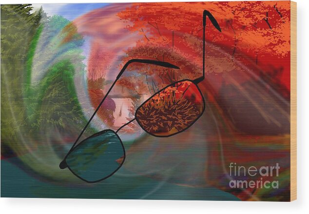 Glasses Wood Print featuring the digital art Looking Forward Looking Back by Alice Chen