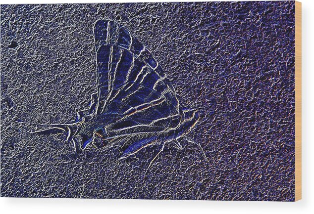 Neon Wood Print featuring the photograph Neon butterfly by Manuela Constantin