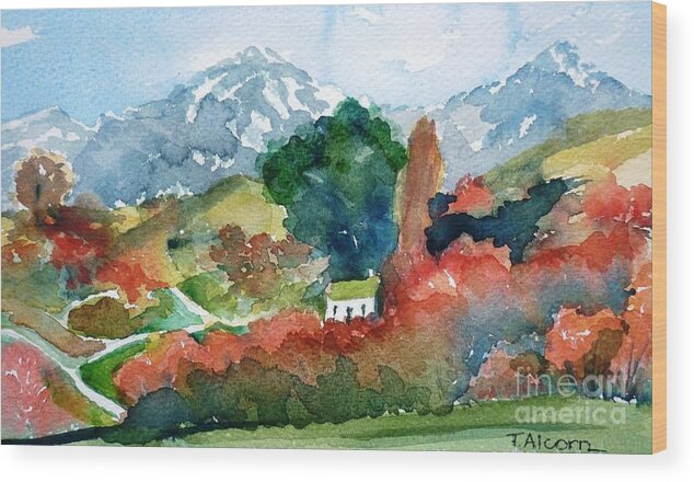 Autumn Wood Print featuring the painting Otago in Autumn by Therese Alcorn