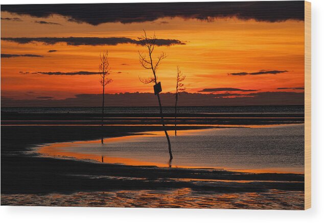 Sunset Wood Print featuring the photograph Rock Harbor Cape Cod by Fred LeBlanc