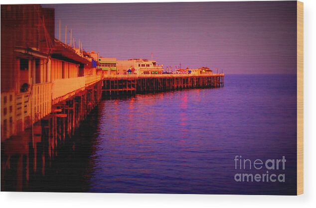 Blue Wood Print featuring the photograph Santa Cruz Wharf by Garnett Jaeger