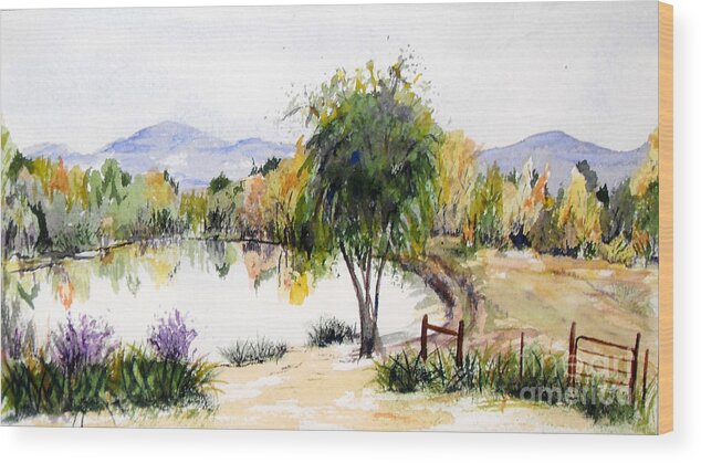 Landscape Wood Print featuring the painting View Outside Reno by Vicki Housel