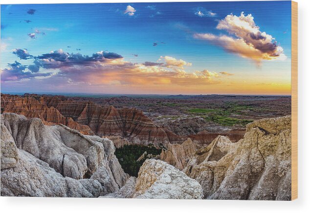 Badlands National Park Wood Print featuring the photograph Badlands NP Pinnacles Overlook 3 #1 by Donald Pash