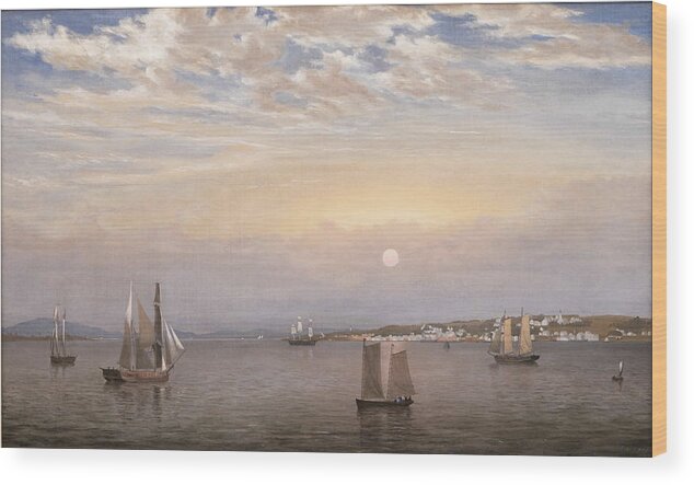 Fitz Henry Lane Wood Print featuring the painting Castine Harbor and Town by MotionAge Designs